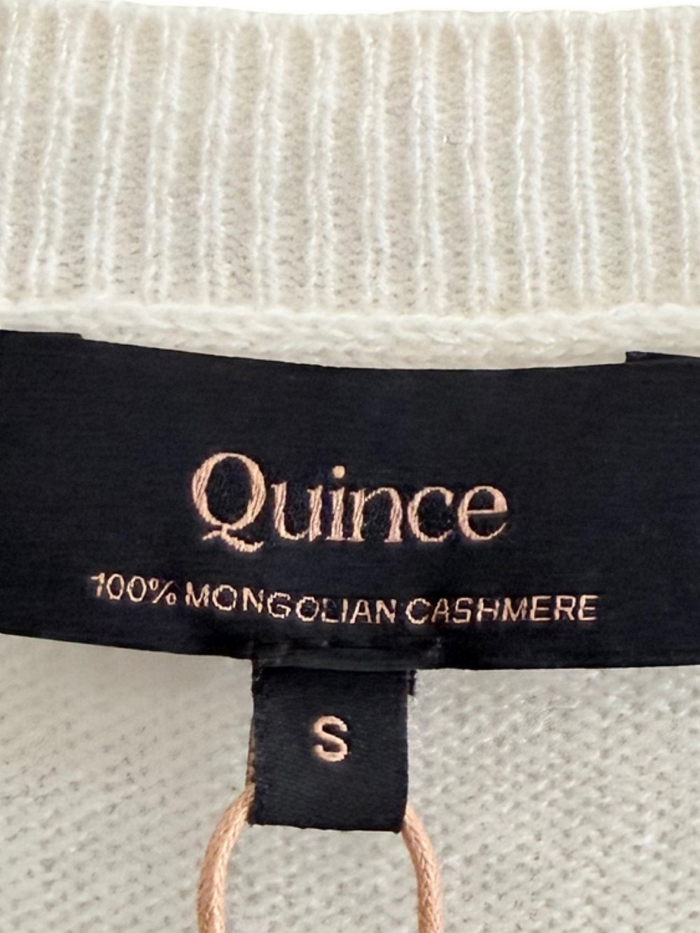 QUINCE Cashmere Short Sleeve Sweater Cream Size Small - Picture 6 of 6